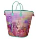 Happy Hauler Bag Pattern AT640 by Aunties Two - Completed featuring a city skyline