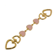 Heart Bag Handle Extenders Pink Hearts and Gold Colour Metal 17cm Long