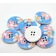 Blue with Pink and White Flower Button D21