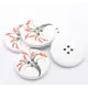White with Orange Flowers Button D07