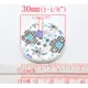 White Blue, Black Floral Button 30 mm D26