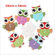 Owl with Polka Dot Buttons x 4